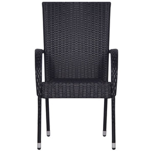 Galleria Design Stackable Outdoor Chairs 2 pcs Poly Rattan Black