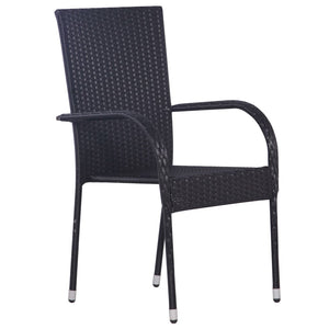 Galleria Design Stackable Outdoor Chairs 2 pcs Poly Rattan Black