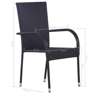 Galleria Design Stackable Outdoor Chairs 2 pcs Poly Rattan Black