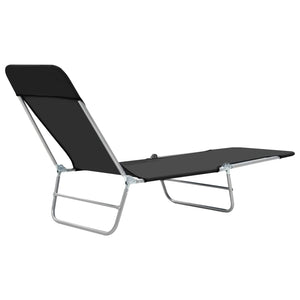 Galleria Design Folding Sun Loungers 2 pcs Steel and Fabric Black