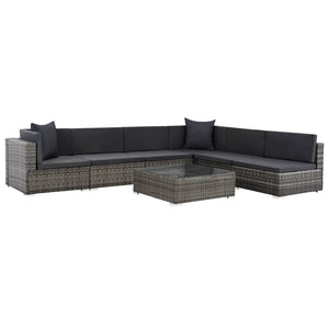 Galleria Design 7 Piece Garden Lounge Set with Cushions Poly Rattan Grey