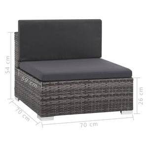 Galleria Design 7 Piece Garden Lounge Set with Cushions Poly Rattan Grey