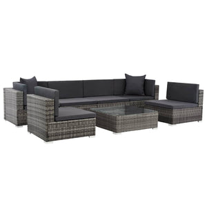 Galleria Design 7 Piece Garden Lounge Set with Cushions Poly Rattan Grey