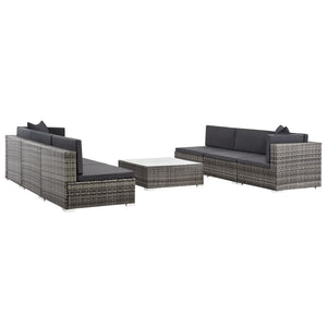 Galleria Design 7 Piece Garden Lounge Set with Cushions Poly Rattan Grey