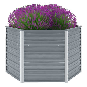 Galleria Design Garden Raised Bed Galvanised Steel 129x129x77 cm Grey