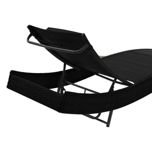 Galleria Design Sun Lounger with Pillow Poly Rattan Black