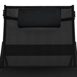 Galleria Design Sun Lounger with Pillow Poly Rattan Black