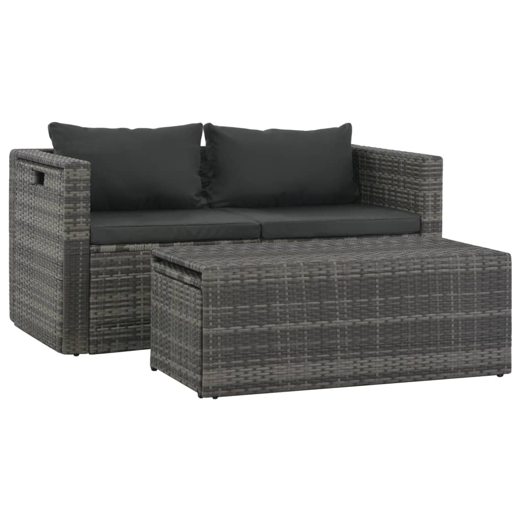 Galleria Design 6 Piece Garden Lounge Set with Cushions Poly Rattan Grey