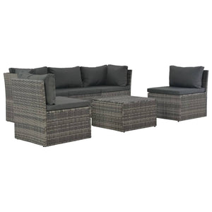 Galleria Design 4 Piece Garden Lounge Set with Cushions Poly Rattan Grey