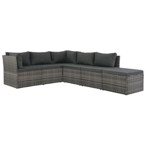 Galleria Design 4 Piece Garden Lounge Set with Cushions Poly Rattan Grey