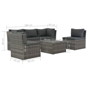 Galleria Design 4 Piece Garden Lounge Set with Cushions Poly Rattan Grey