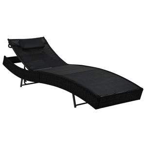 Galleria Design Sun Loungers 2 pcs with Table Poly Rattan and Textilene Black