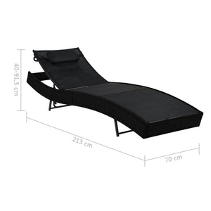 Galleria Design Sun Loungers 2 pcs with Table Poly Rattan and Textilene Black