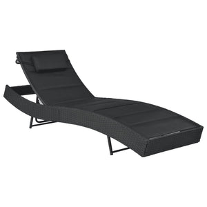 Galleria Design Sun Lounger Poly Rattan and Textilene Black