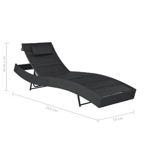 Galleria Design Sun Lounger Poly Rattan and Textilene Black