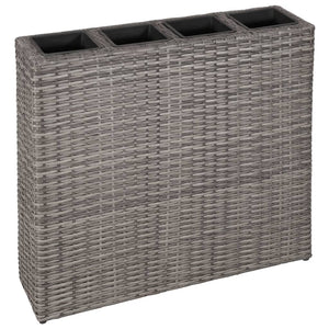 Galleria Design Garden Raised Bed with 4 Pots Poly Rattan Grey