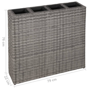 Galleria Design Garden Raised Bed with 4 Pots Poly Rattan Grey