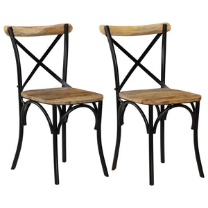 Galleria Design Cross Chairs 2 pcs Black Solid Mango Wood