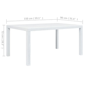 Galleria Design Garden Table White 150x90x72 cm Plastic Rattan Look