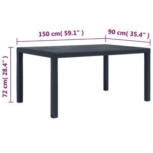 Galleria Design Garden Table Anthracite 150x90x72 cm Plastic Rattan Look