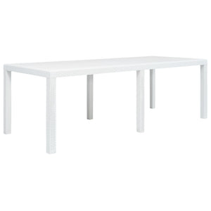 Galleria Design Garden Table White 220x90x72 cm Plastic Rattan Look