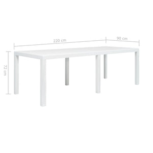 Galleria Design Garden Table White 220x90x72 cm Plastic Rattan Look