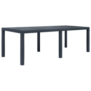 Galleria Design Garden Table Anthracite 220x90x72 cm Plastic Rattan Look