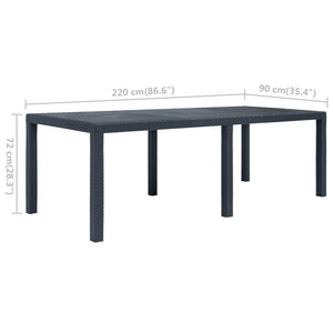 Galleria Design Garden Table Anthracite 220x90x72 cm Plastic Rattan Look