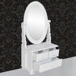 Galleria Design Vanity Makeup Table with Oval Swing Mirror MDF