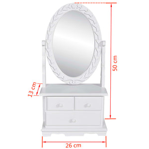 Galleria Design Vanity Makeup Table with Oval Swing Mirror MDF