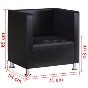 Galleria Design Cube Armchair Black Faux Leather