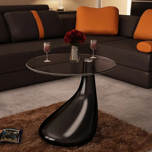 Galleria Design Coffee Table with Round Glass Top High Gloss Black