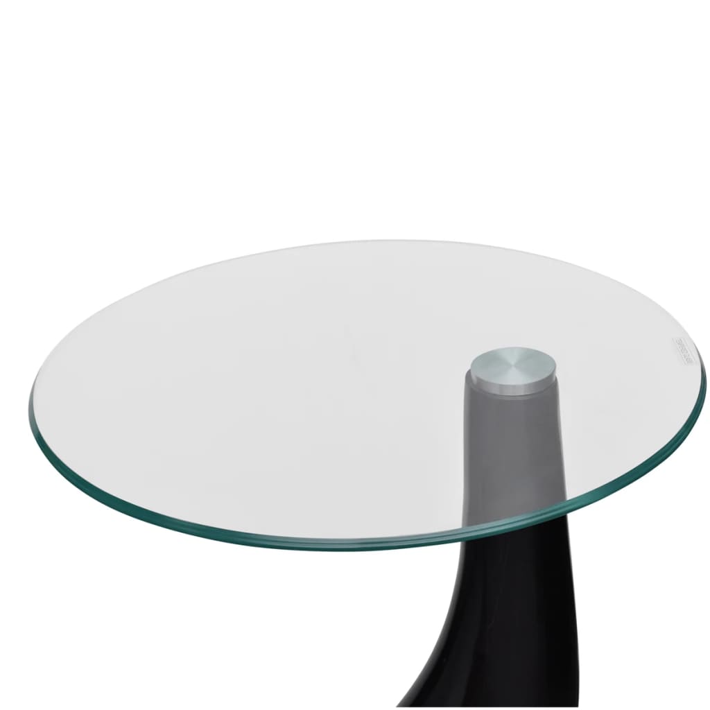 Galleria Design Coffee Table 2 pcs with Round Glass Top High Gloss Black