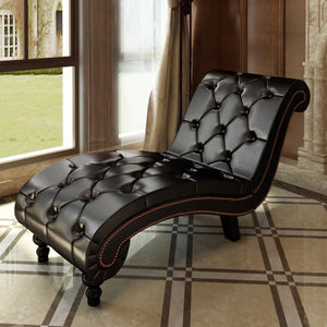 Galleria Design Chaise Longue Brown Faux Leather