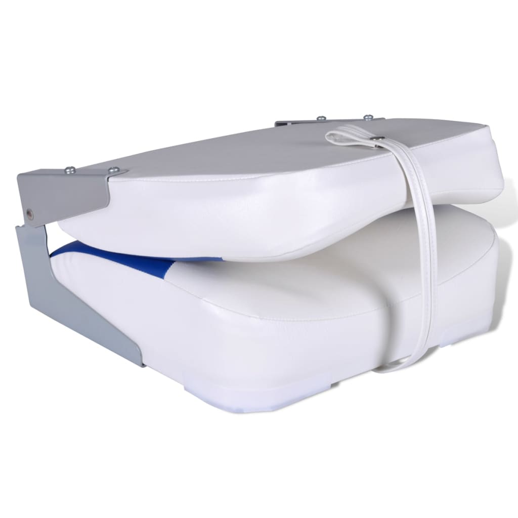 Galleria Design Boat Seat Foldable Backrest With Blue-white Pillow 41x36x48cm