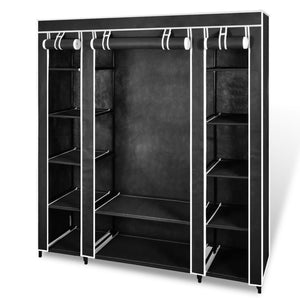 Galleria Design Fabric Wardrobe with Compartments and Rods 45x150x176 cm Black