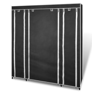 Galleria Design Fabric Wardrobe with Compartments and Rods 45x150x176 cm Black