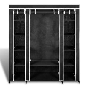 Galleria Design Fabric Wardrobe with Compartments and Rods 45x150x176 cm Black