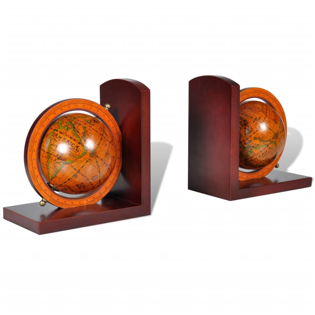 Galleria Design Bookstand World Map Globe Bookend Classic A Pair