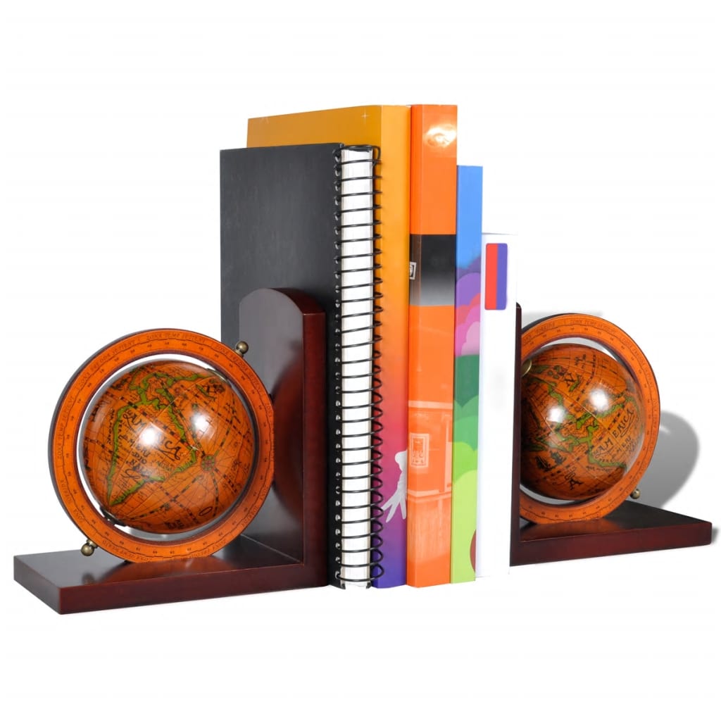 Galleria Design Bookstand World Map Globe Bookend Classic A Pair