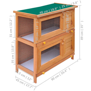 Galleria Design Outdoor Rabbit Hutch Small Animal House Pet Cage 4 Doors Wood