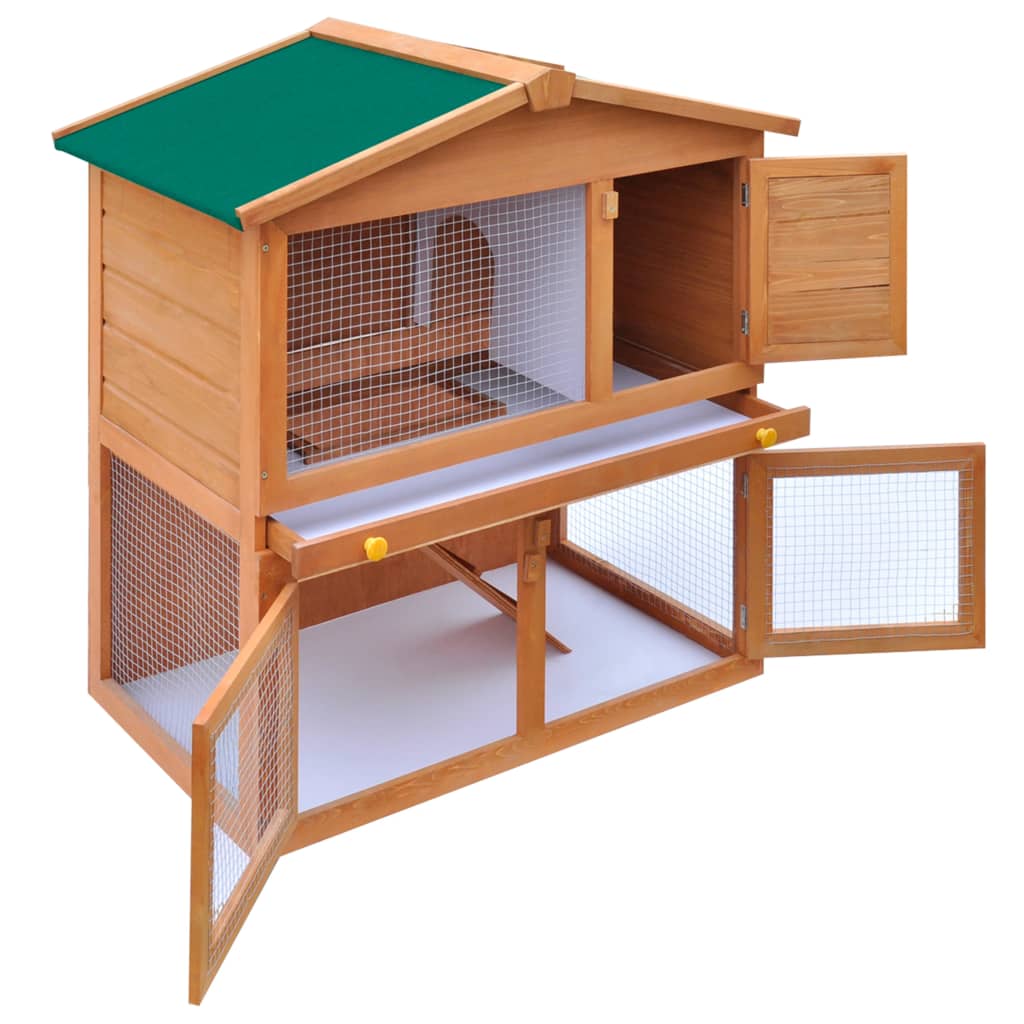 Galleria Design Outdoor Rabbit Hutch Small Animal House Pet Cage 3 Doors Wood