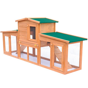 Galleria Design Large Rabbit Hutch Small Animal House Pet Cage with Roofs Wood