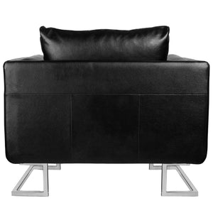 Galleria Design Cube Armchair with Chrome Feet Black Faux Leather