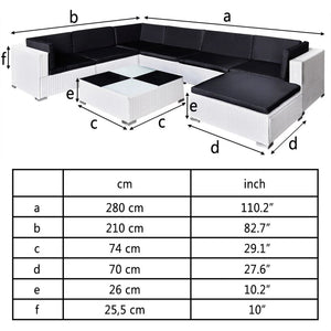 Galleria Design 8 Piece Garden Lounge Set with Cushions Poly Rattan White