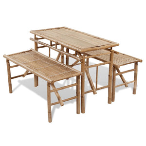 Galleria Design Beer Table with 2 Benches 100 cm Bamboo