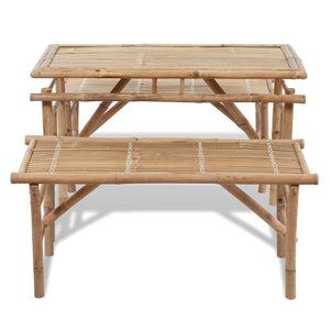 Galleria Design Beer Table with 2 Benches 100 cm Bamboo