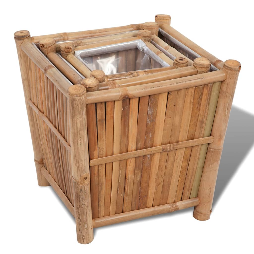 Galleria Design 3 pcs Bamboo Raised Bed with Nylon Lining