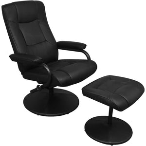 Galleria Design TV Armchair with Footstool Black Faux Leather