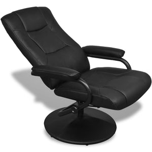 Galleria Design TV Armchair with Footstool Black Faux Leather